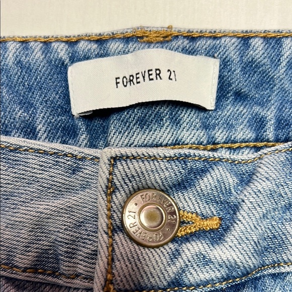Forever 21 cotton denim cut off shorts petite size 25 light wash button fly - Picture 2 of 12